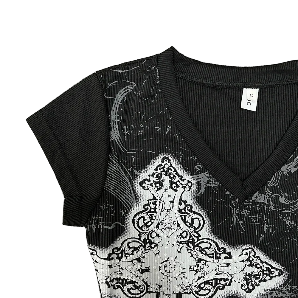 Black Printed T-shirt - Image 4