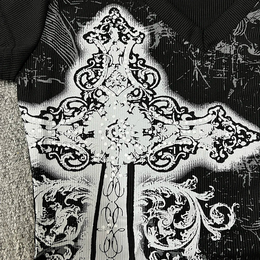 Black Printed T-shirt - Image 5
