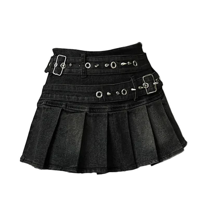 Belt Denim Skirt - Image 3