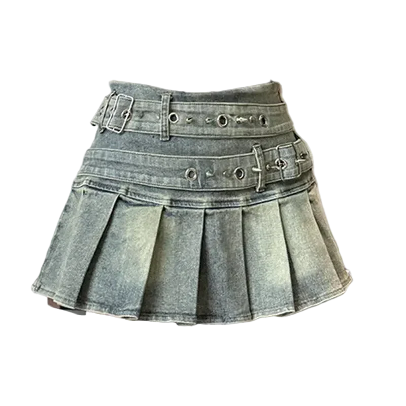 Belt Denim Skirt - Image 4
